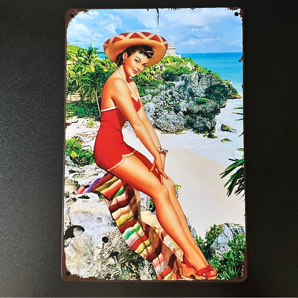 Vintage Style Pin-Up Metal Sign